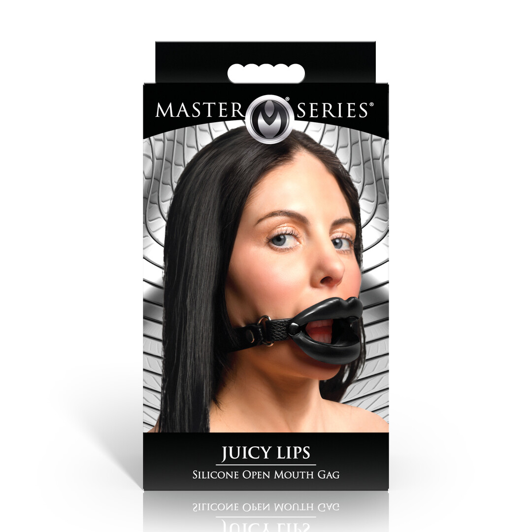 Juicy Lips - Siliconen Open Mond Gag - Zwart - Afbeelding 3