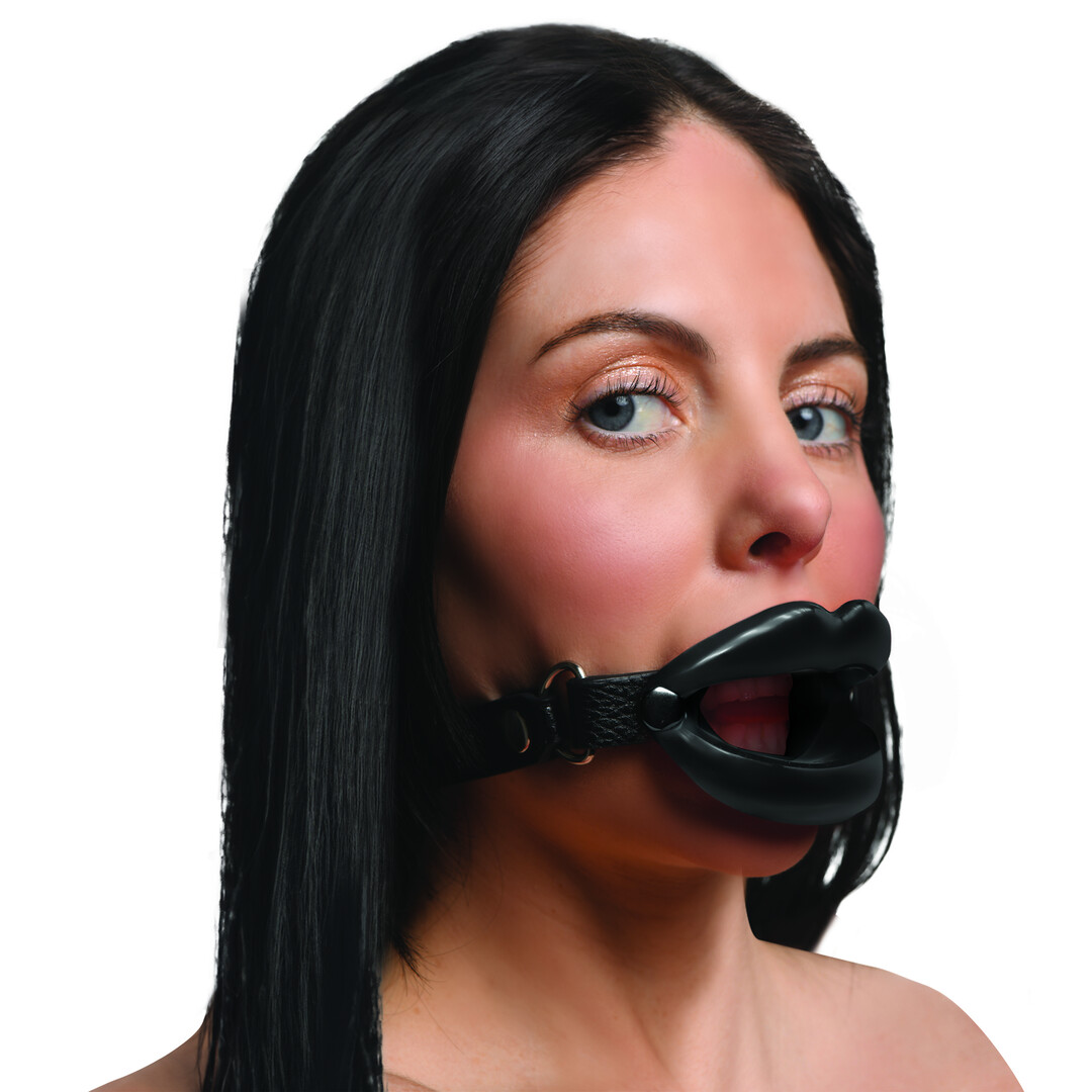 Juicy Lips - Siliconen Open Mond Gag - Zwart - Afbeelding 4