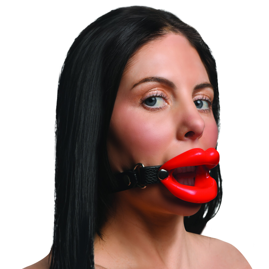 Juicy Lips - Siliconen Open Mond Gag - Rood - Afbeelding 4