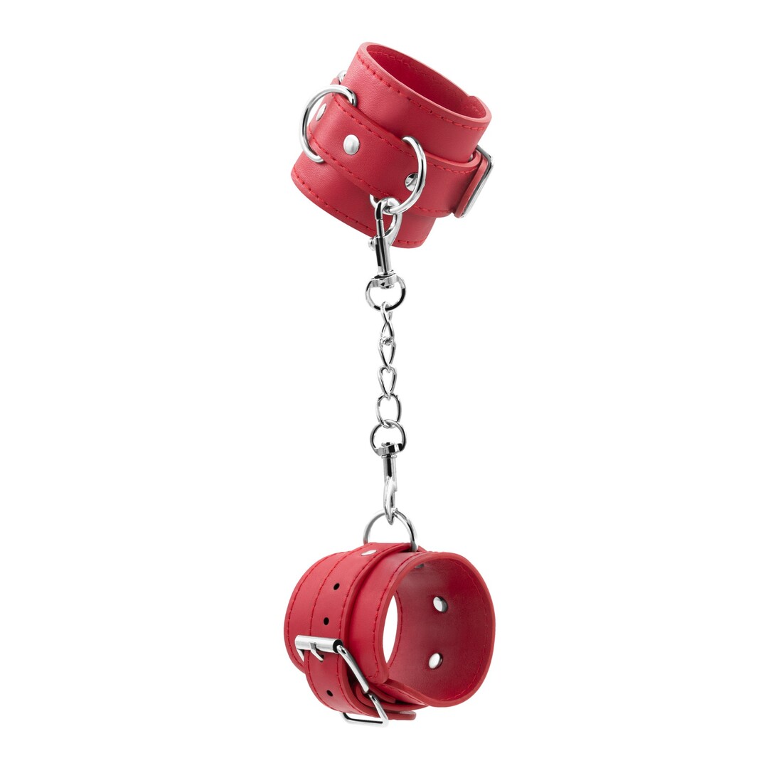 Bondage Love - Leren Handboeien - Rood