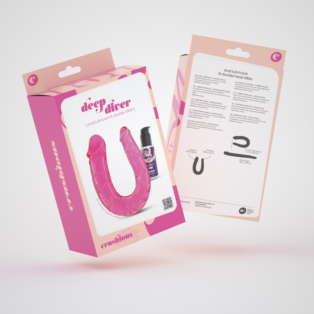 Deep Diver - Dubbele Dildo met Anale Glijmiddel - 1,7 fl oz / 50 ml - Roze - Afbeelding 2