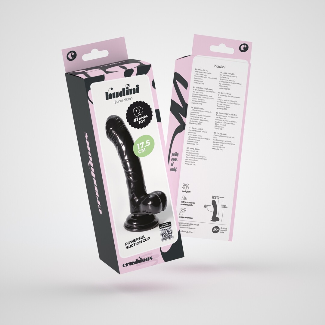 Hudini - Jelly Flexibele Anale Dildo - 6,9/ 17,5 cm - Zwart - Afbeelding 2
