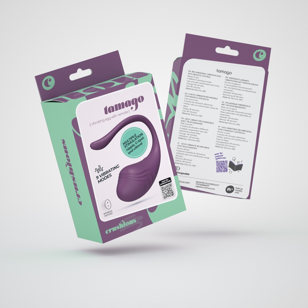 Tamago - Oplaadbaar Vibrerend Ei met Afstandsbediening - Paars - Afbeelding 2