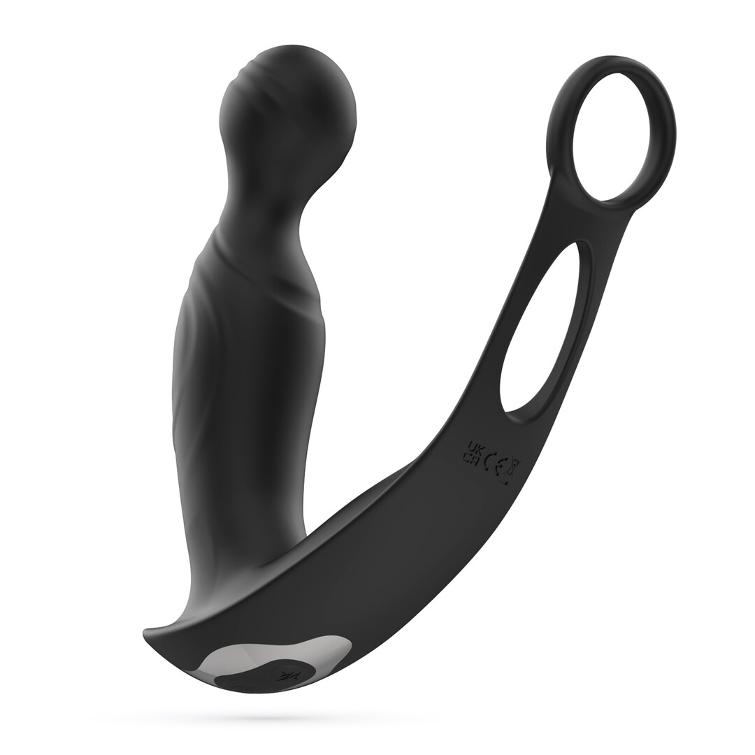 Flamma - Vibrerende Prostaatmassager met Balriem en Cockring - Zwart