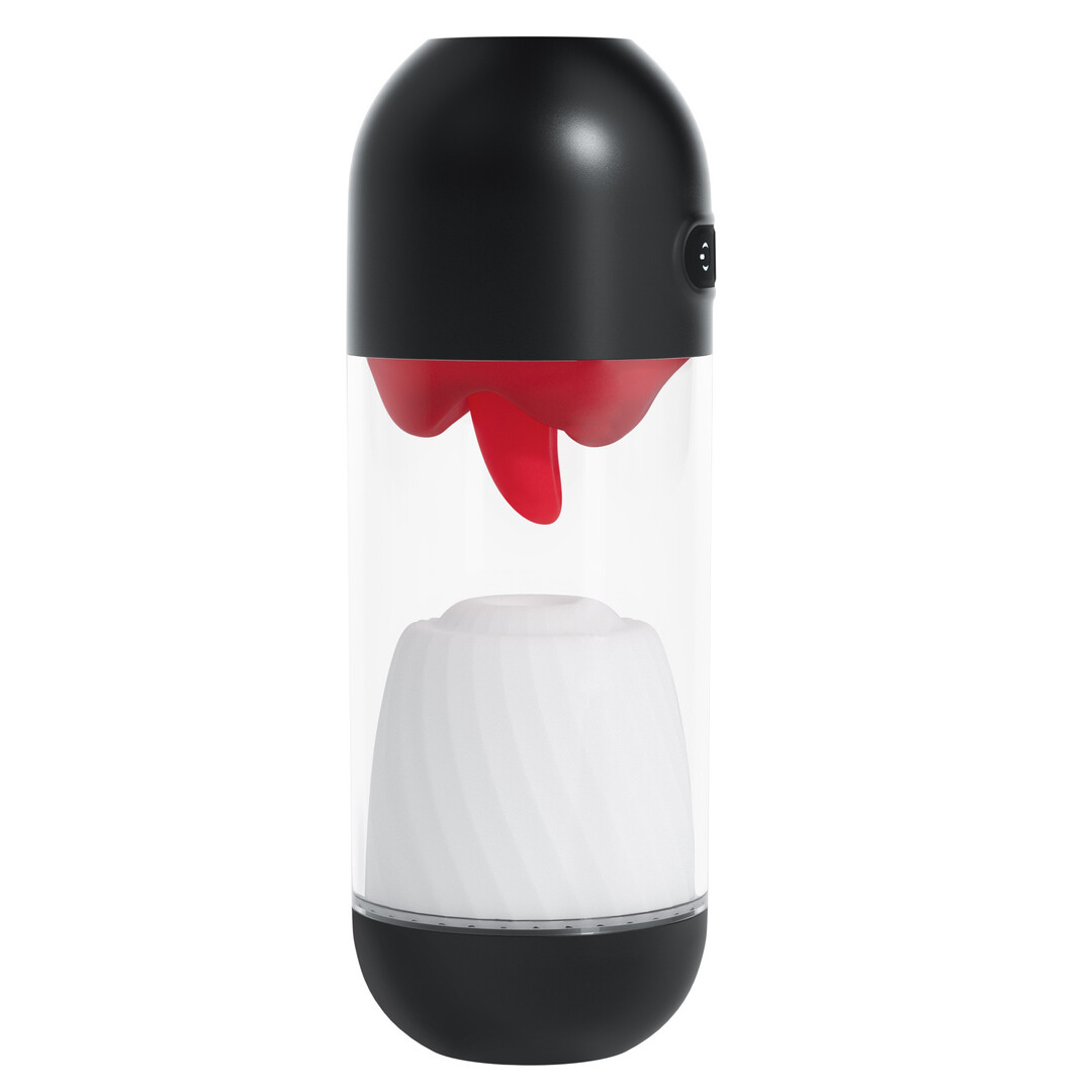 Slurpy - 2 in 1 Afneembare Lik- en Vibrerende Masturbator - Transparant - Afbeelding 4