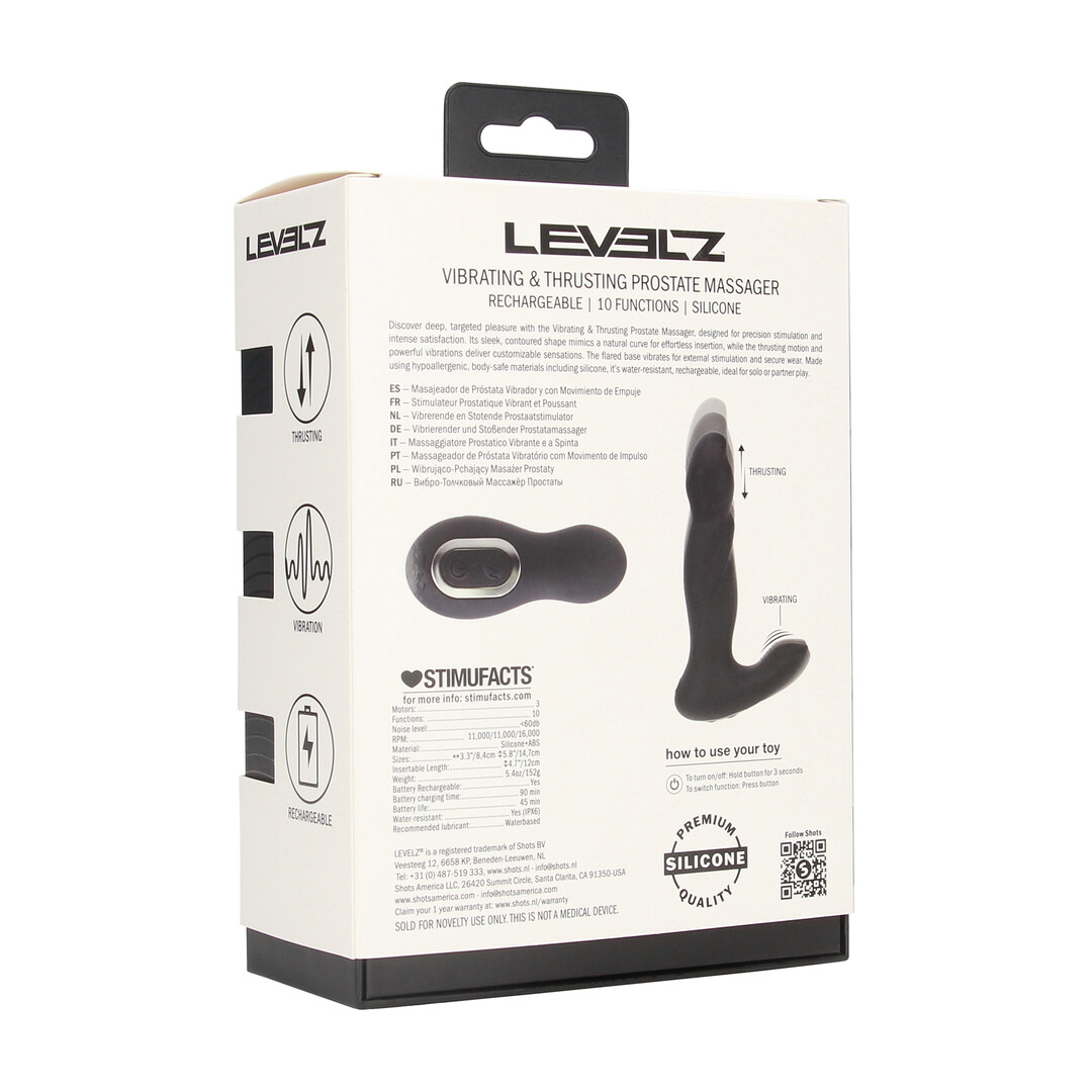 Vibrerende en Duwende Siliconen Prostaatmassager - Zwart - Afbeelding 3