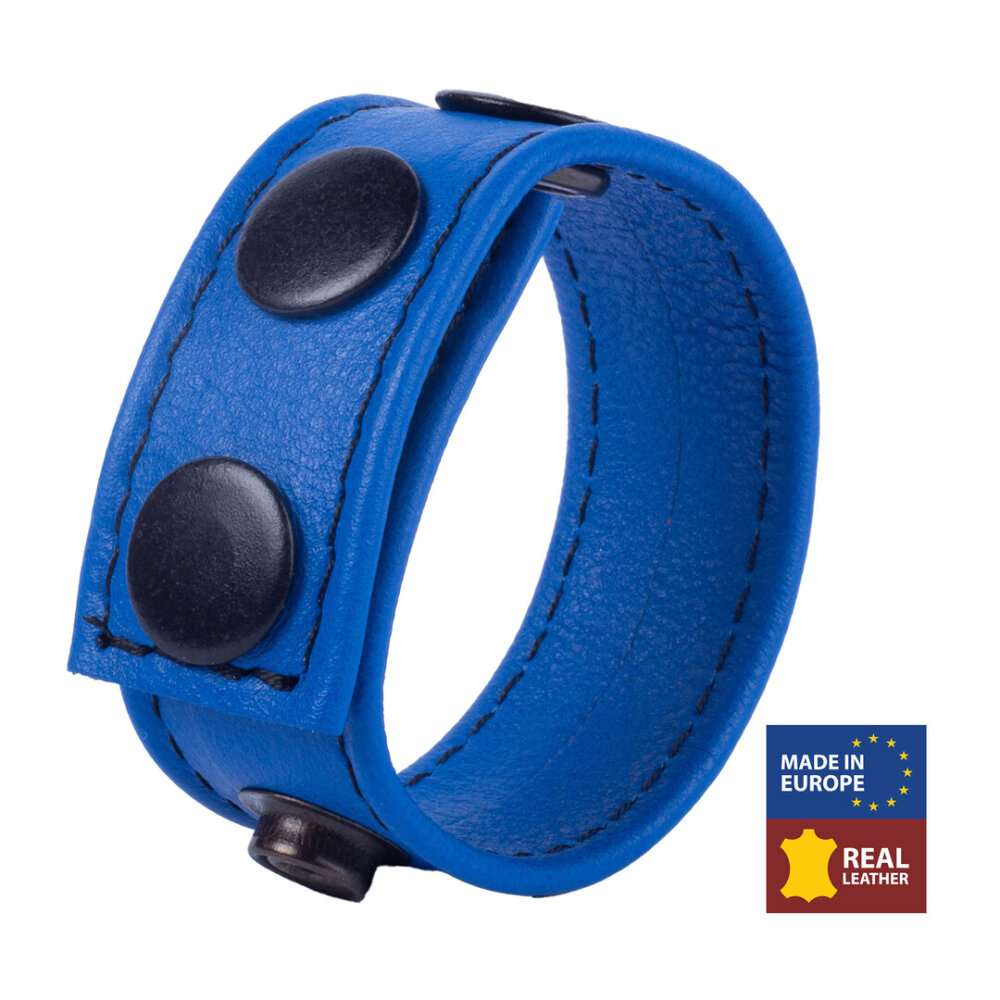 Cocky - Verstelbare Leren Cockring - Blauw
