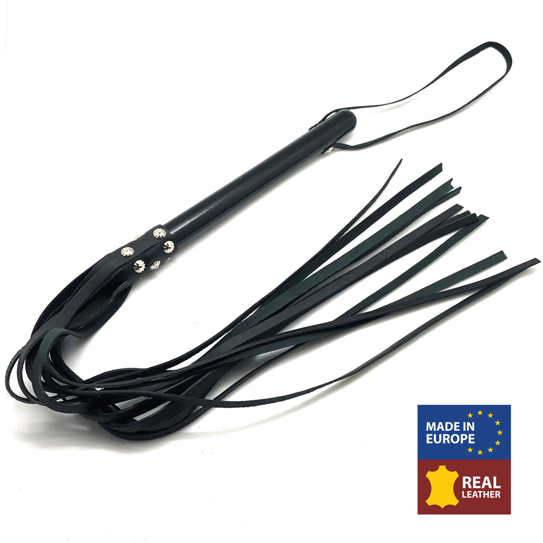 Houten Martinet met Leren Touwen - 78 cm - Zwart